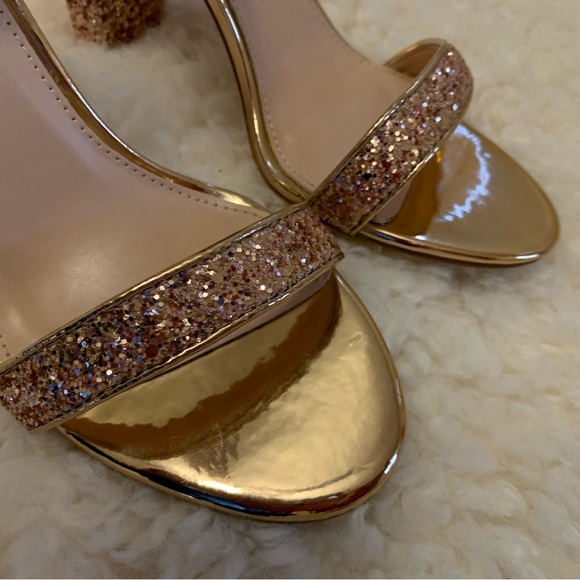 Lulus Rose Gold Glitter Ankle Strap Heels - Picture 8 of 12